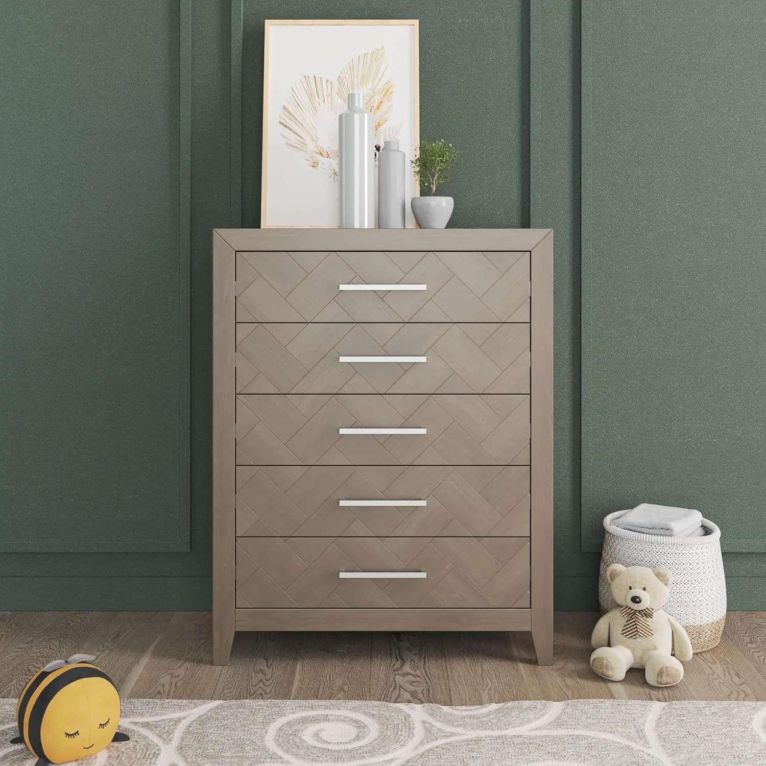 Child Craft Kieran 5 Drawer Chest For Nursery Or Bedroom, Plenty Of Storage, Anti-Tip Kit Included To Prevent Tipping,