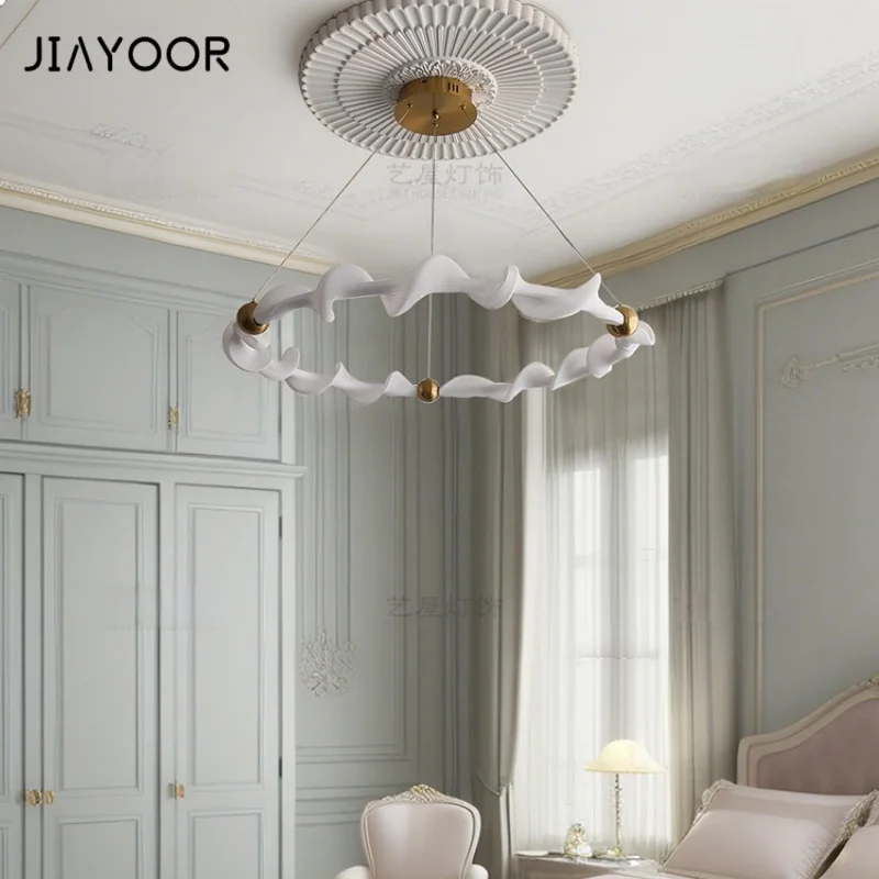 French Style Living Room Pendant Light Retro Medieval Style Bedroom Lamp Luxury Dining Room Circle Duplex Building Pendant Light
