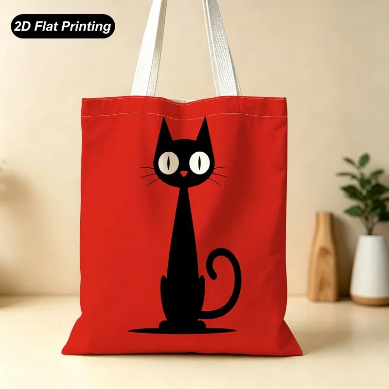 Tote Bag Women's Handbag Red Tote Bag  with black cartoon print Large-capacity leisure Adapted shopping Daily Commute