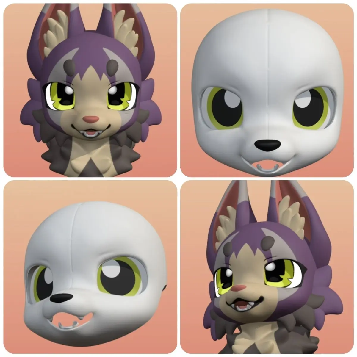 

Base Mask Fur Little Fox Long Snout 3Dprinting Canine Kemono and American Style Skull Cute Canine Anime Props cos Accessories
