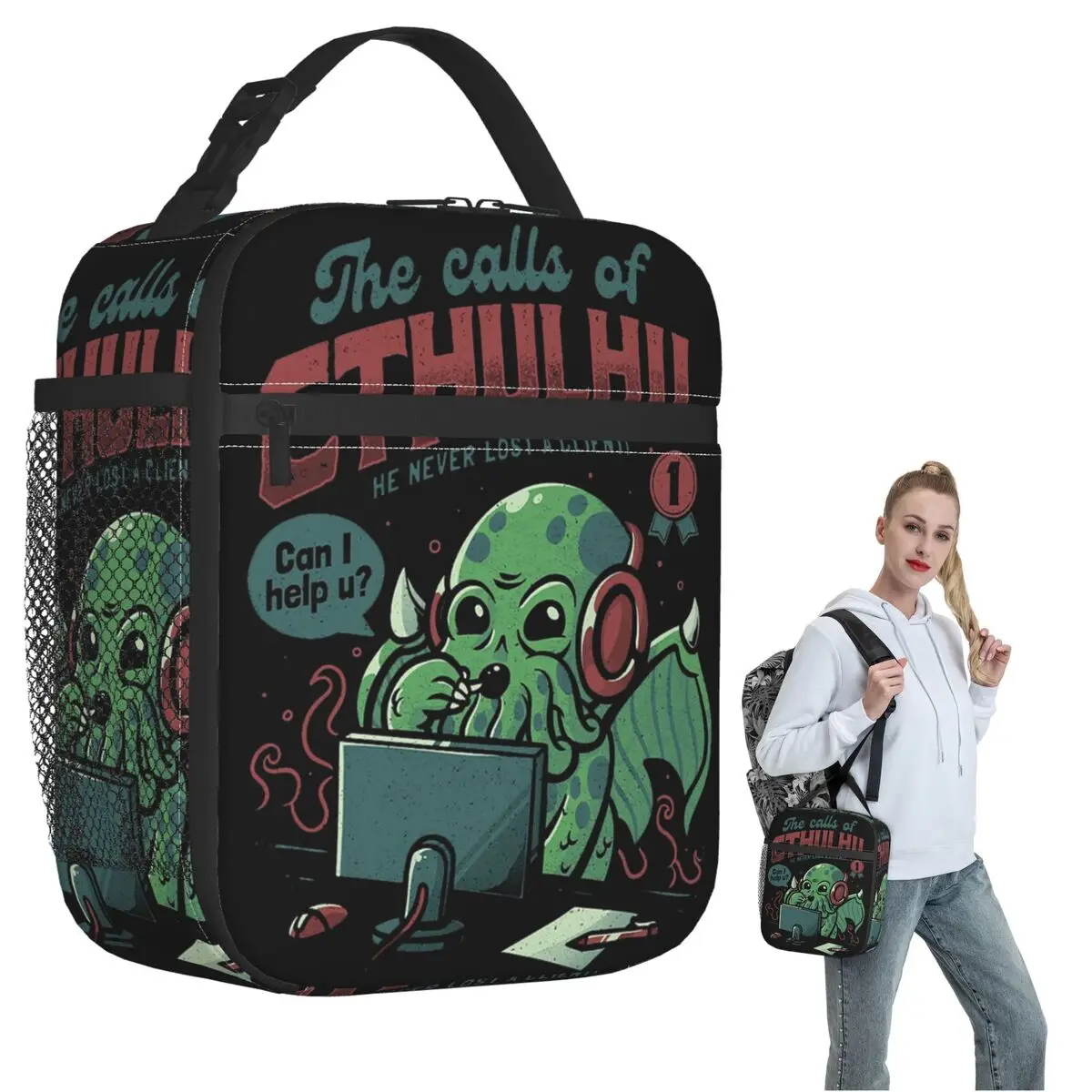 The Calls Of Cthulhu Horror Monster - Baphomet Satan Lucifer Crewneck (2) Insulated Lunch Bag Food Boxes Thermal Lunch Box Tote