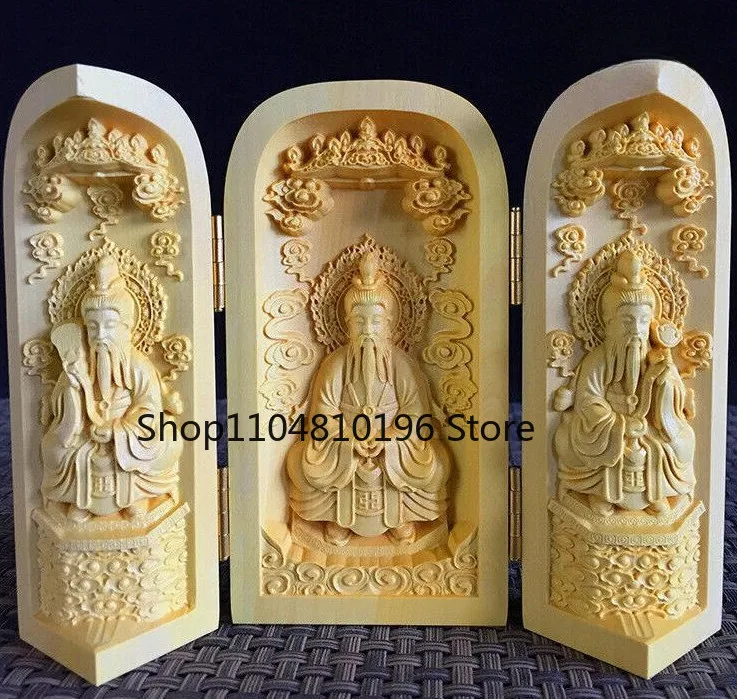 Taoism Buddha Religion Buddhist Niche Tibet Wood Boxwood Carving Statue