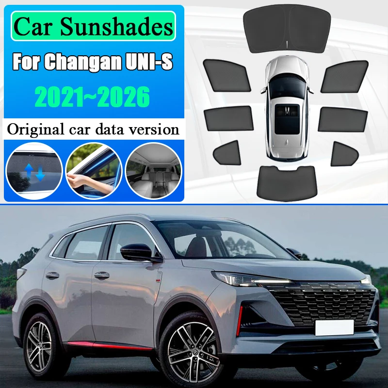 

Для Changan UNI-S 2021-2026: Сетчатые солнцезащитные шторки на окна автомобиля, защита от УФ-лучей и комаров, автоаксессуары