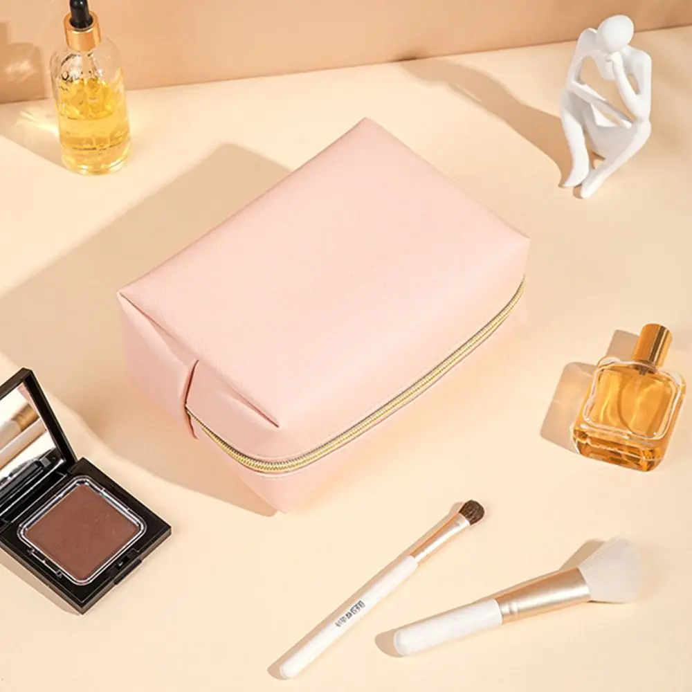 Sacs de maquillage de couleur unie, pochette de toilette à fermeture éclair, couleur crème, sac de toilette pour femmes, sacs de rangement coréens, organisateur de voyage, sacs à cosmétiques