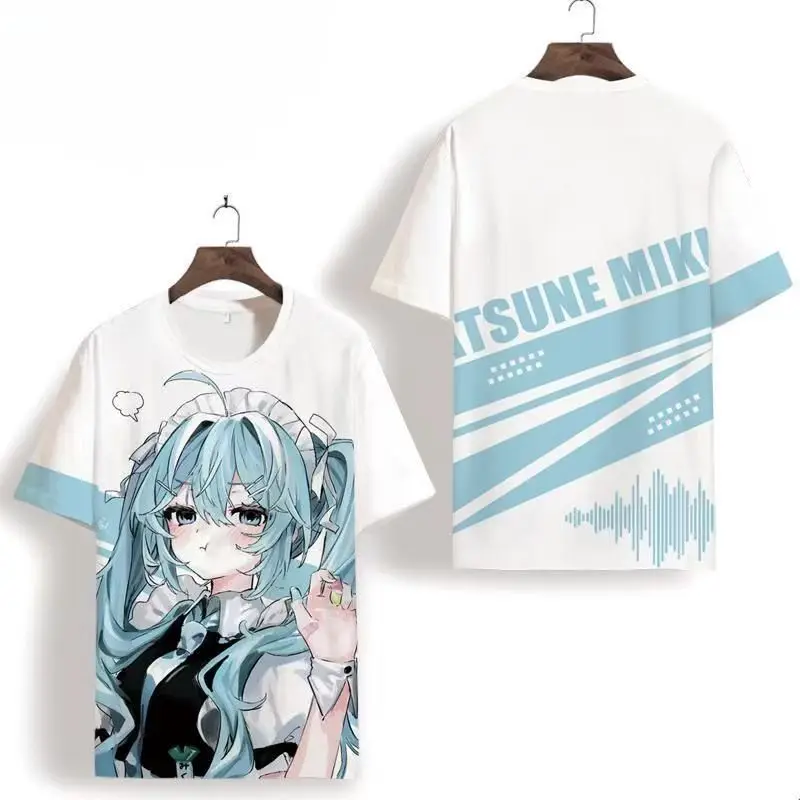 Camiseta japonesa Chuyin de manga corta miku animación futura alrededor de anime ropa fina de media manga para hombres y mujeres jóvenes