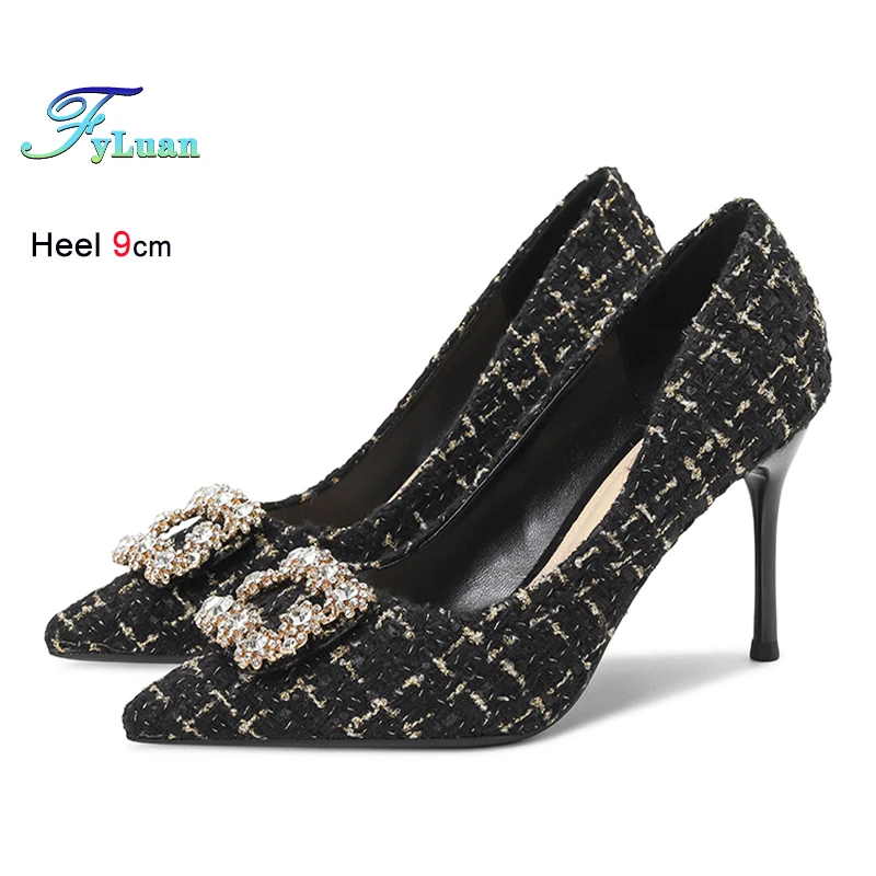 

Celebrity Women Shallow Single Shoes Fashion Pointed Toe High Heels 6CM 9CM Stiletto Flash Rhinestone Temperament Ladies Pumps