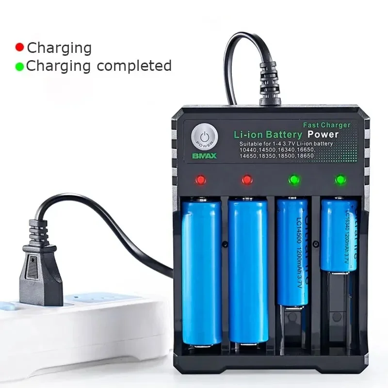 1-3pcs 18650 Battery Charger Black 1/2/4 Slots AC 110V 220V Dual For 18650 Charging 3.7V Rechargeable Lithium Battery Charger