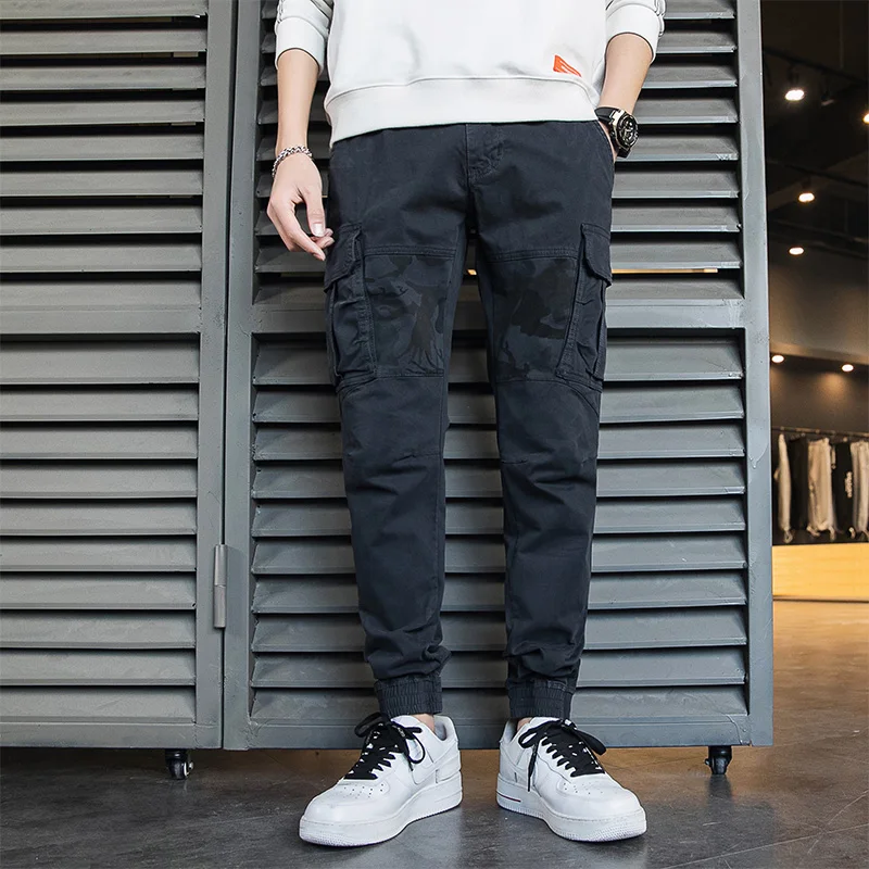 ملابس عمل رجالية لربيع وخريف 2025 سراويل البضائع القطنية سميكة متعددة الجيوب فضفاضة تناسب ملابس الشارع الشهير باللون الأخضر العسكري #5