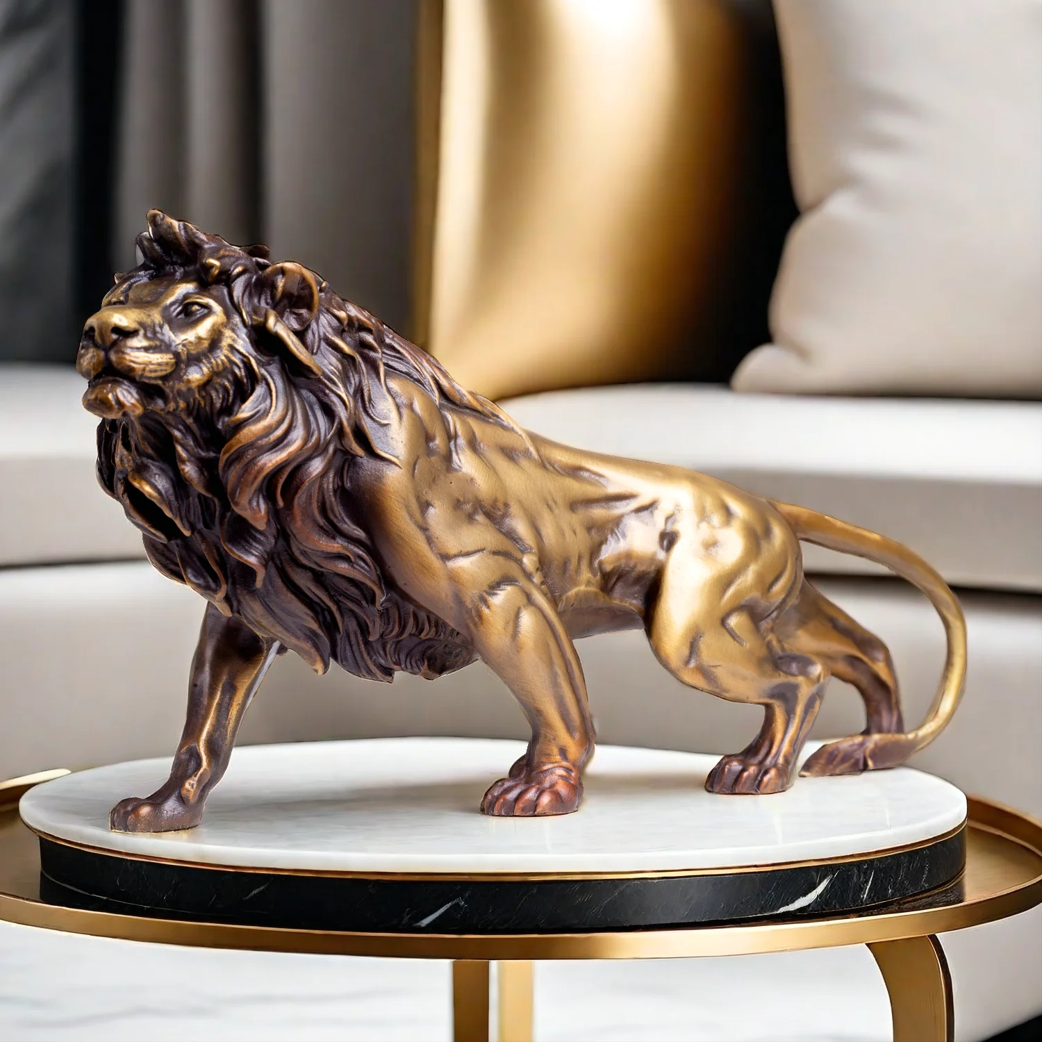 

Bronze Lion Statue Luxury Bronze Lion Sculptures Handmade Casting Animal Figures For Home Indoor Decor Ornament Gifts Crafts