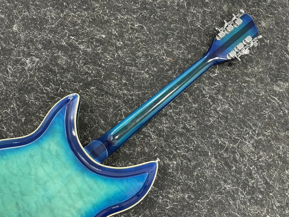 Electric Guitar with blue Wave Flame,R Shape Tailpiece,12 Strings, Rosewood Fingerboard, 381custom, free shipping