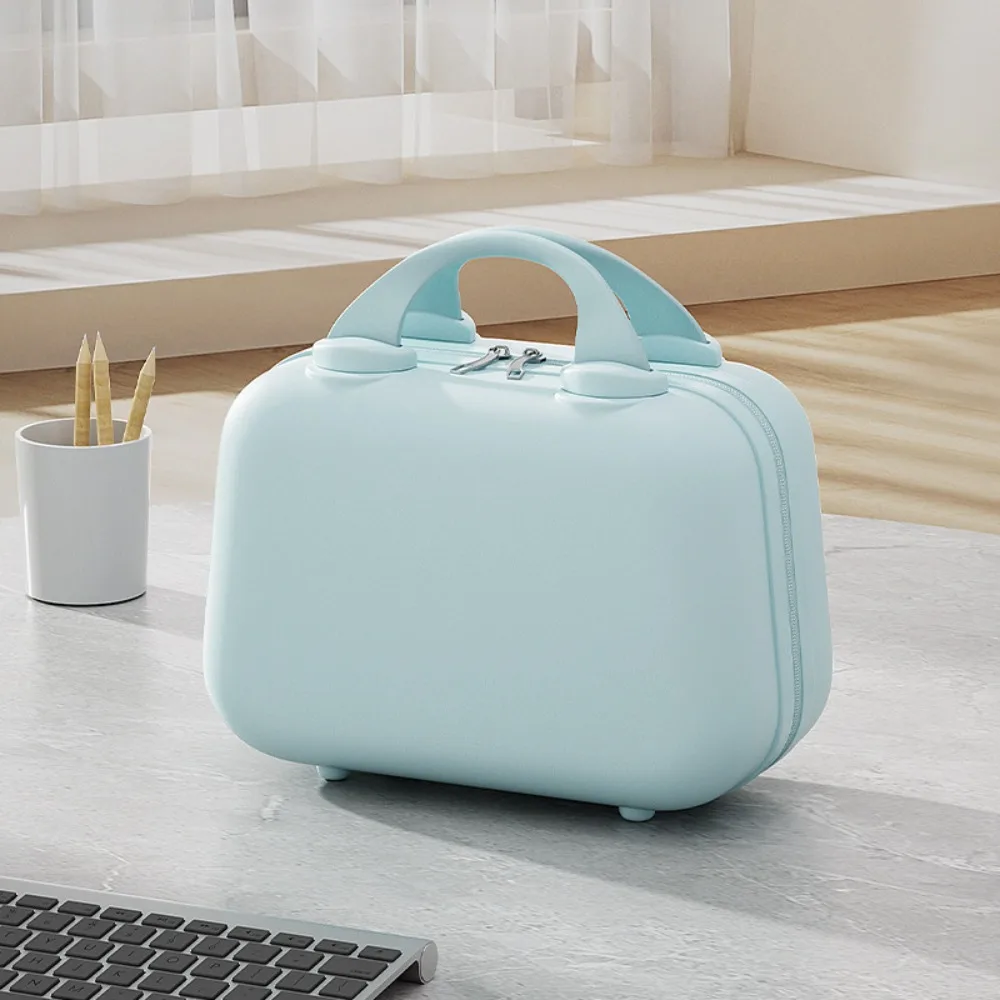 Boîte de toilette de rangement, valise de couleur unie, boîte carrée à fermeture éclair, étuis à cosmétiques de 14 pouces, trousse de maquillage Portable de grande capacité pour femmes