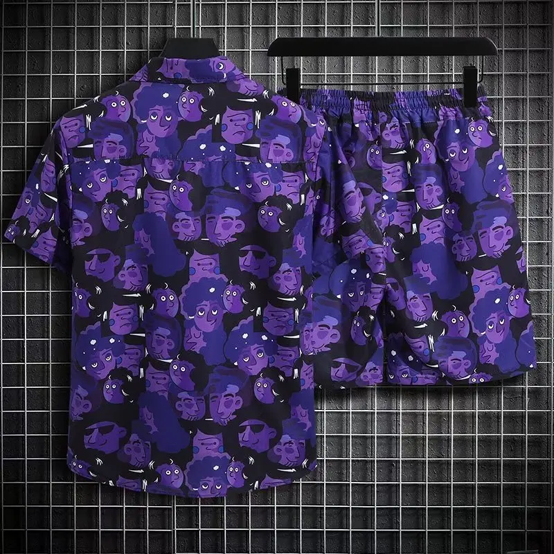 

Beach Sets, Seaside Vacation Top, Hawaiian Vacation Short-sleeved Shirt and Shorts, Thin Polo.