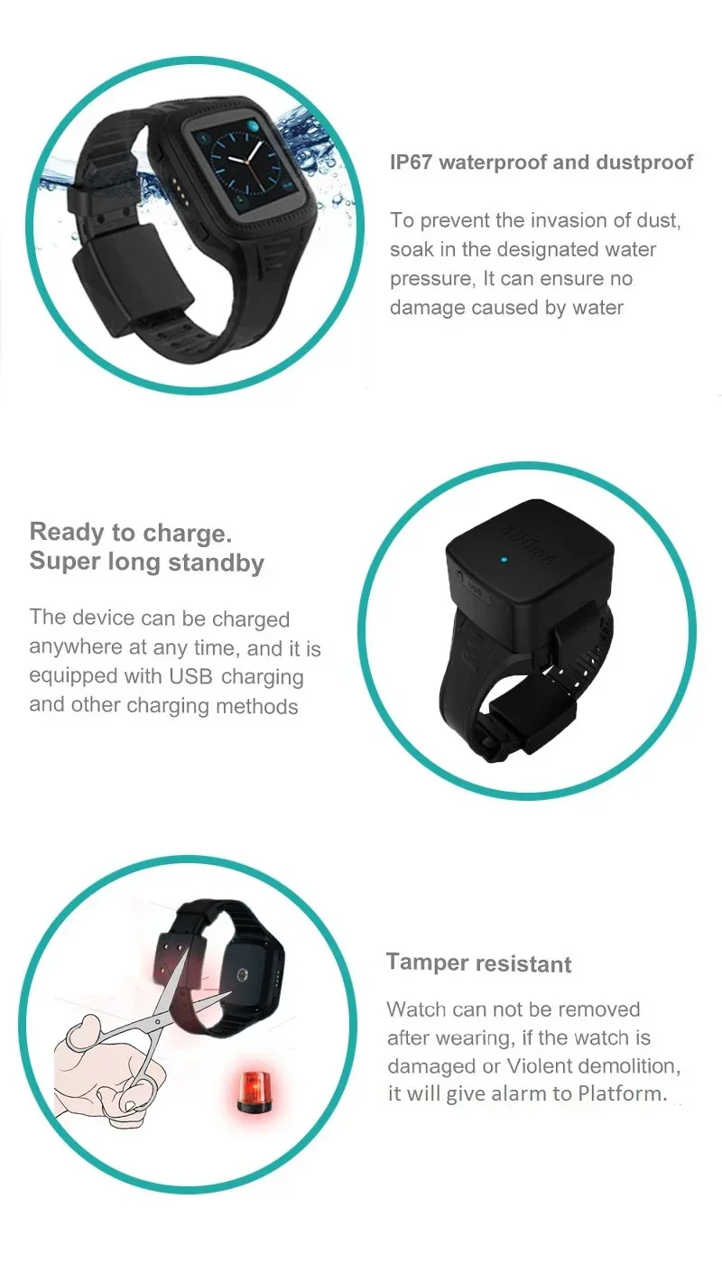 جهاز تتبع نظام تحديد المواقع للكاحل مقاوم للعبث لتحديد المواقع سياج إلكتروني لمراقبة IP67 مقاوم للماء 100-1000 متر محمول باليد -162 ديسيبل بي