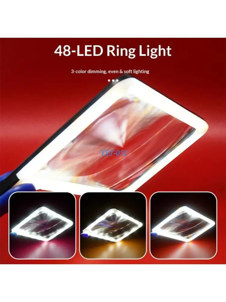 

E15A Full Pages Magnifier Featuring Foldable Design Bright LED Lighting Reducing Eye Strain for Reading Aid Elderly Readers