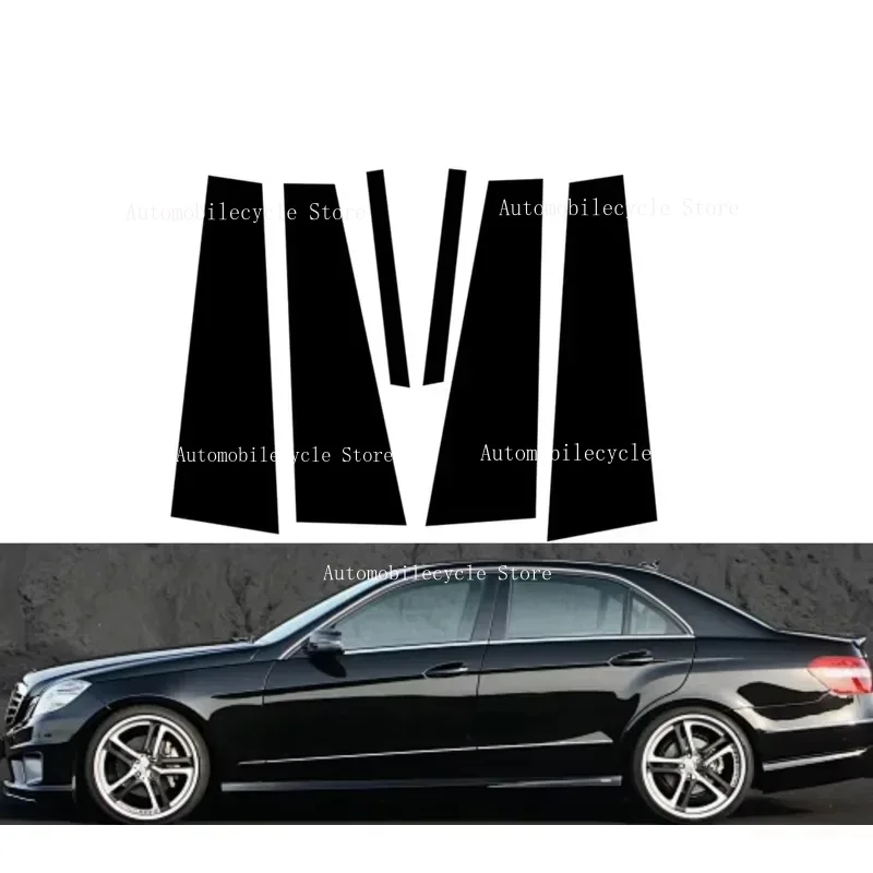 6PCS Glossy Black Pillar Posts Fit For Mercedes-Benz E-Class W212 2010 2011 2012-2016Window Moulding B C Center Sticker Cover