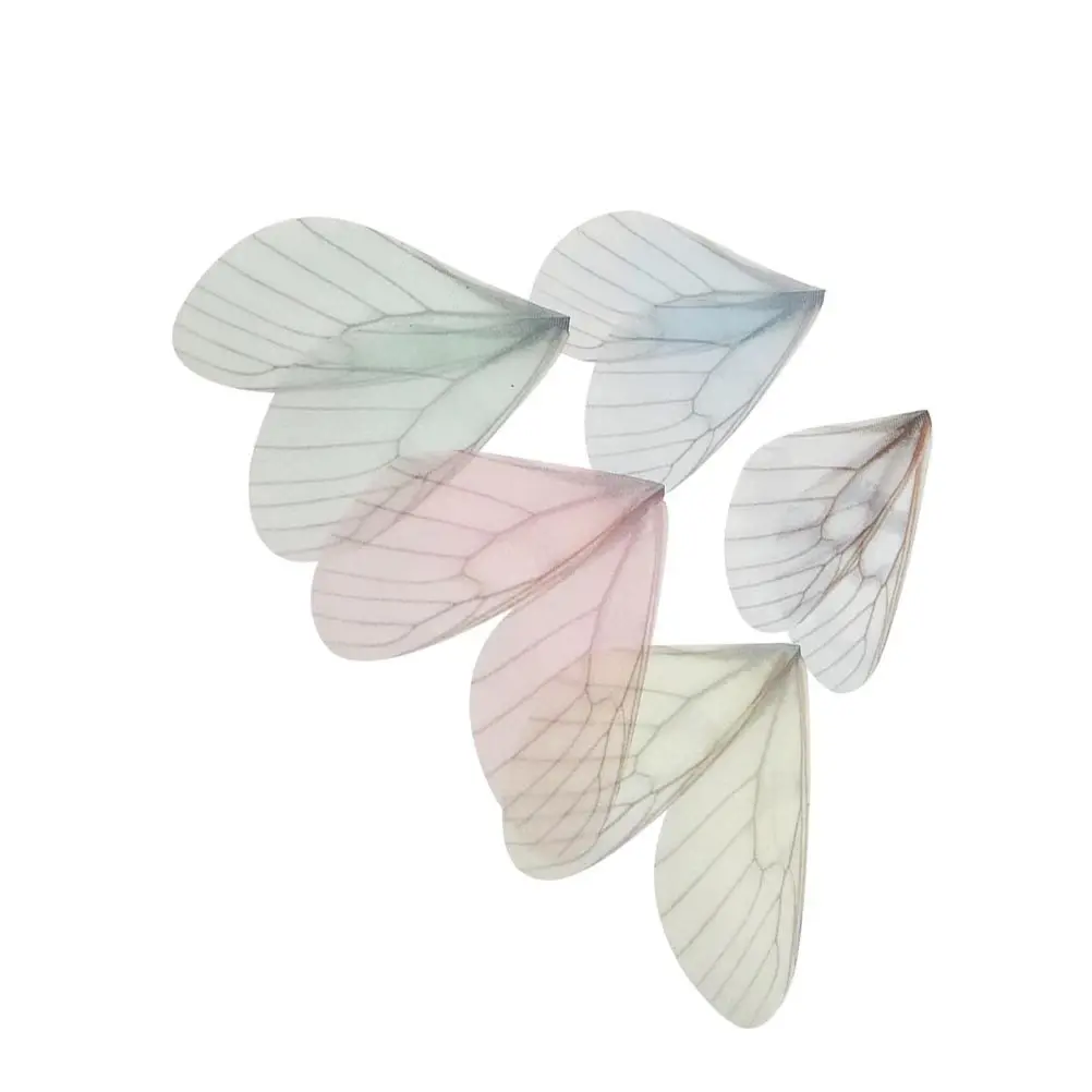 10Pcs Butterfly Wings Charms 8Cm DIY Hair Jewelry Accessories Thin Polyester Fabric for Headbands Earrings Wedding Prom Room