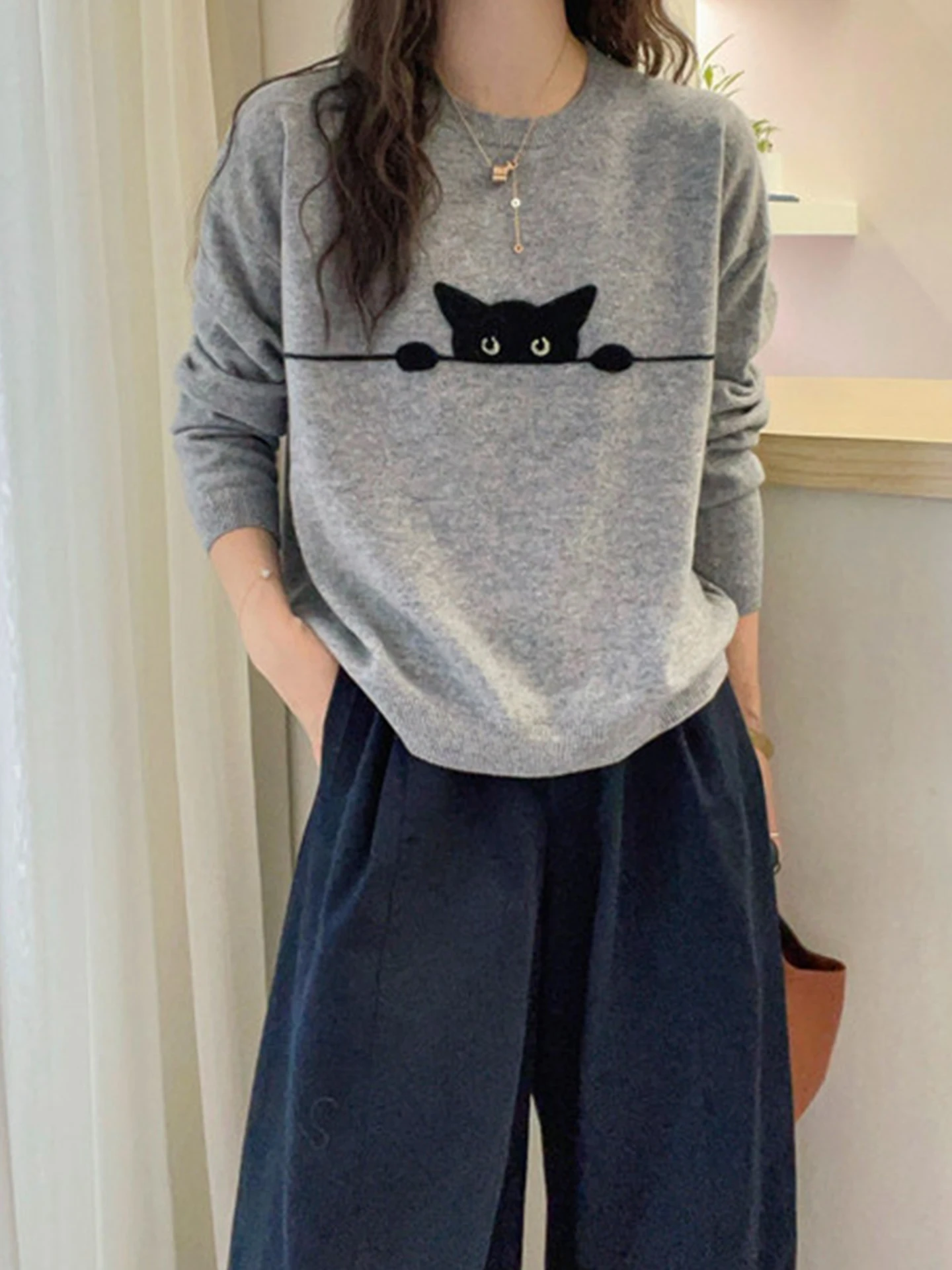 Lose Koreanische Sle runde Ne Pullover Lange Sve Basis irt Herbst Einzigartige Einfache Abnehmen Gestrickte Top Pendeln Faion