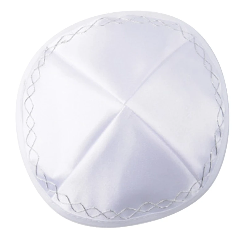 652F Adult Kippah, White Cap, Comfortable and Breathable Yarmulka Hat Kippah Cap Jewish Kippah Israeli Yarmulke 19cm