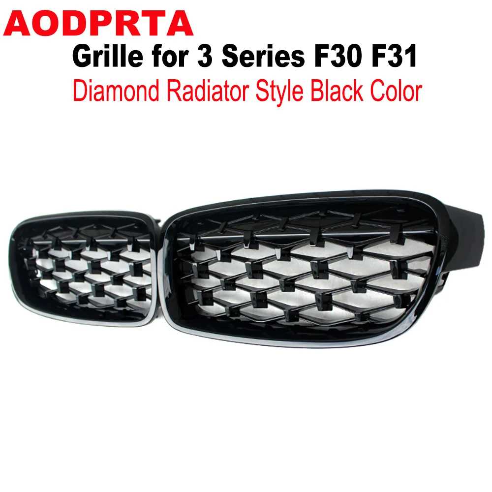 Diamond Radiator Style Black Color Front Bumper Mesh Hood Grille for BMW 3 Series F30 F31 2012-2018 316i 318i 320i 328i