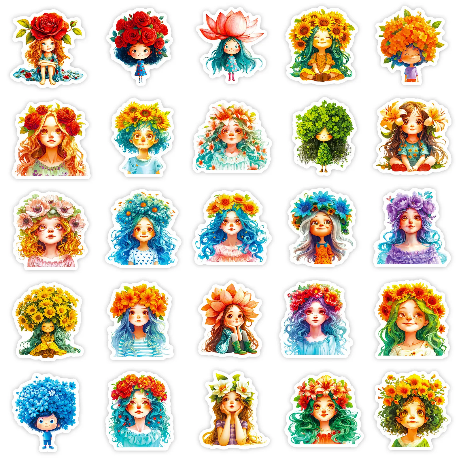 56 pçs flor menina graffiti adesivos bonito meninas dos desenhos animados decalque notebook telefone guitarra copo skate adesivo à prova dwaterproof água brinquedos do miúdo