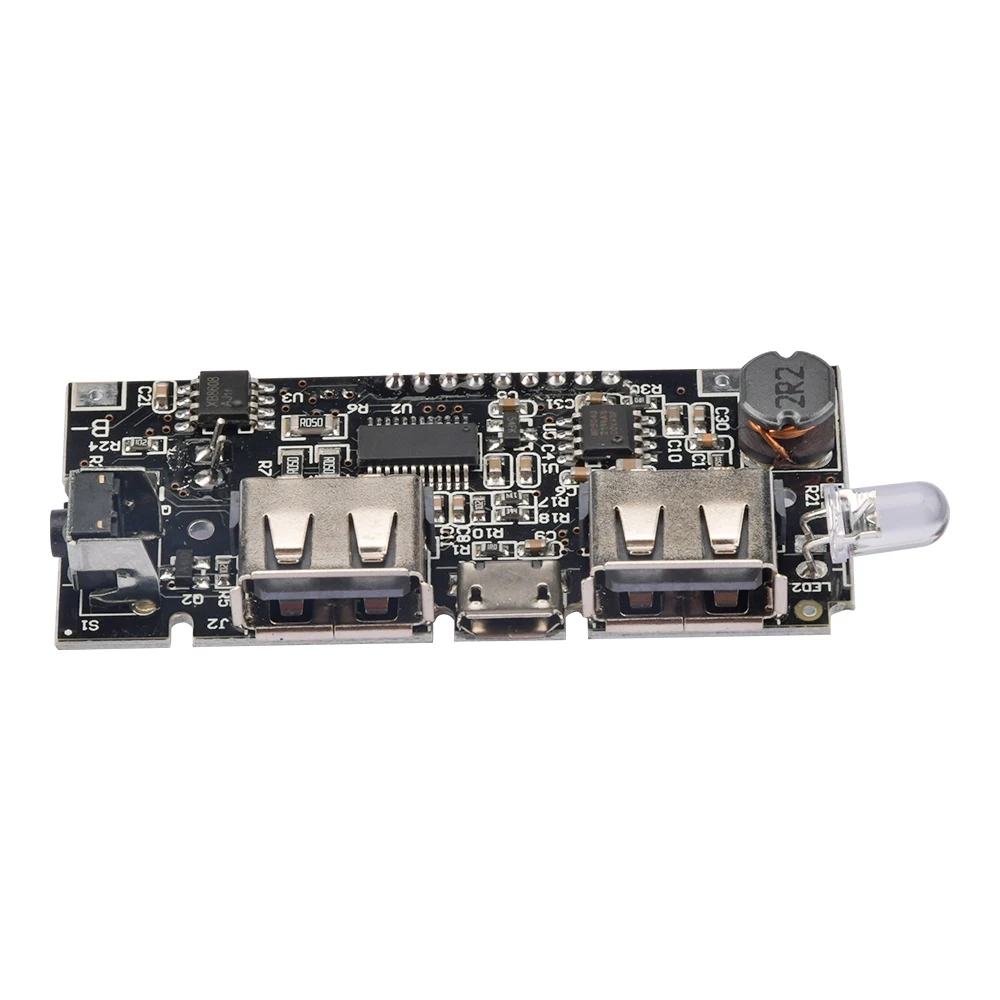 Dual Double Two 2 USB 5V 1A 2.1A Mobile Power Bank 18650 Battery Charger Module Board For Phone LCD Display DIY KIT With Light