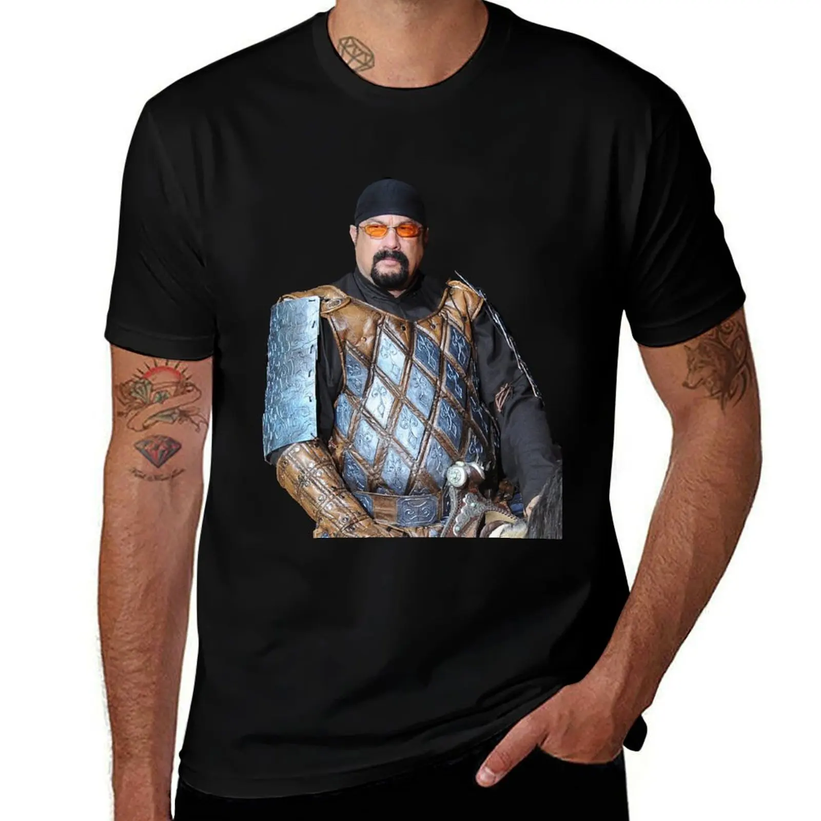 Medieval Seagal - Steven On A Horse T-Shirt Worker Basic Short Sleeve Tee