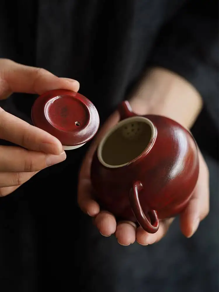 Handmade Hawthorn Red By Sheji, Vintage Style Tea For Home Use, Handheld Pot