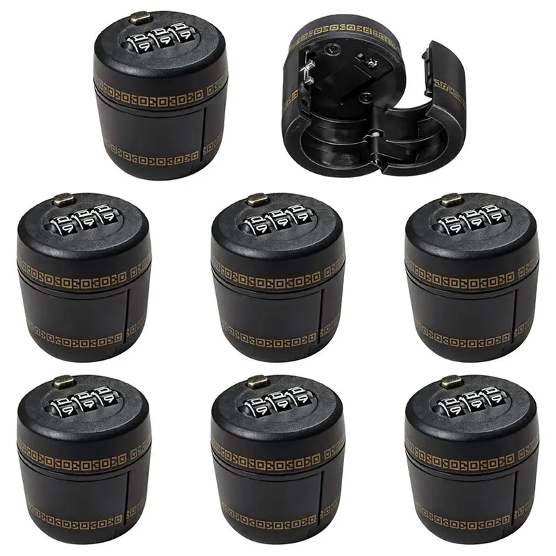 BMBY-Secure Top Caps Wine Bottle Stoppers 8 Pcs Combination Locks, 3-Digit Password For Whiskey, Beer& Liquor