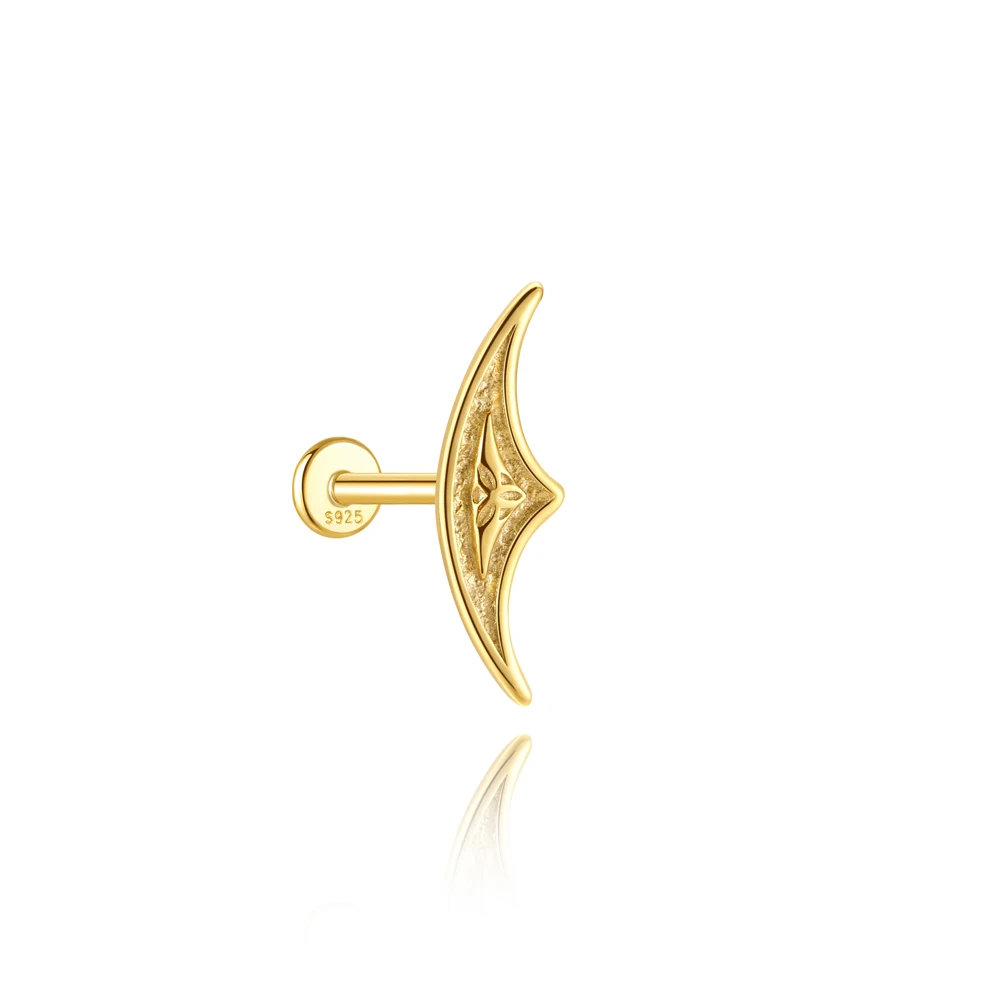 AIDE 925 Sterling Silber 1 Stück Glänzender Geometrischer Segelboot-Helix-Piercing-Ohrring für Damen Punk-Schmuck Persönlichkeits-Mode
