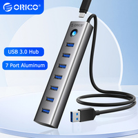 ORICO 7 Port USB A Hub 3.0 Docking Station 5Gbps Type C Splitter Extension Multi Socket Aluminum Adapter PC Laptop Accessories
