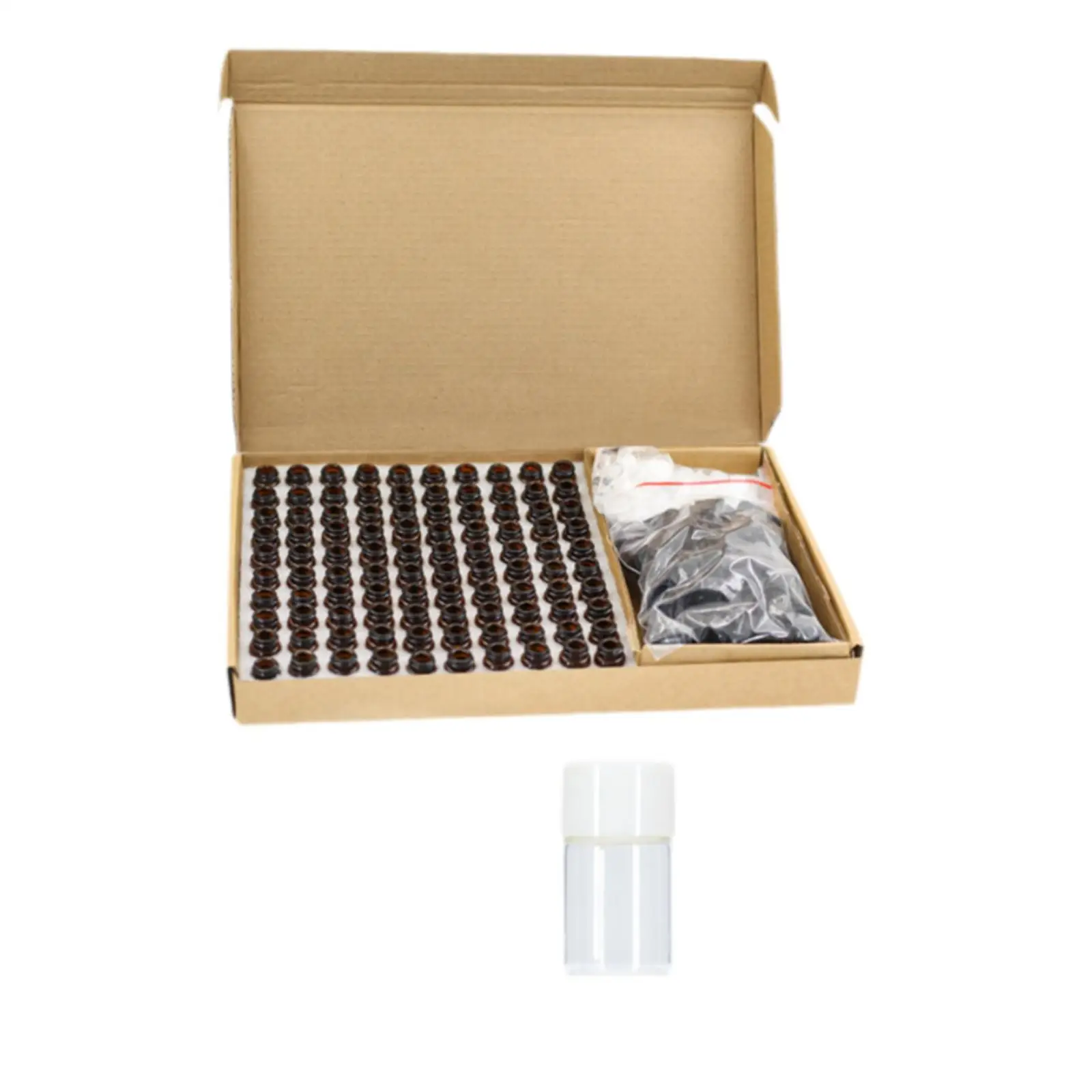 100 Pieces Brown-Tinted Glass Essential Oil Sample Bottles Leak-Resistant Bottles with Orifice and Cap Refillable Glass Vials