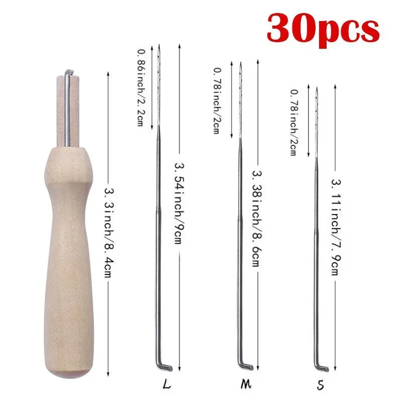 30ชิ้นผ้าขนสัตว์รู้สึกว่าเข็มรู้สึกชุดเริ่มต้น felting เข็มรู้สึกแพคเกจ DIY สำหรับ felting กับขวด