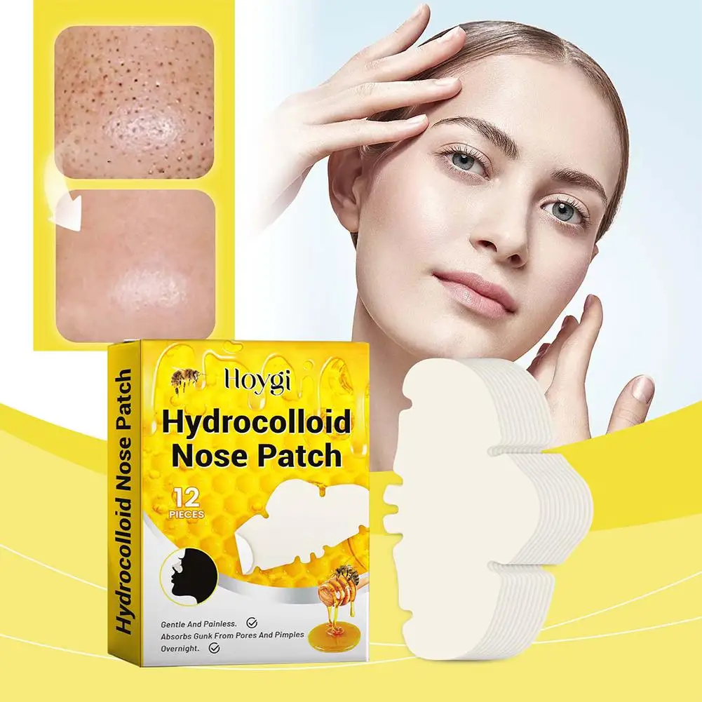 Hydrocolloid Nose Patches 12 Pcs Pimple Absorbing Cover Hydrocolloid Patches For Nose Blackheads Pimples Removal Pores Firm F3F2