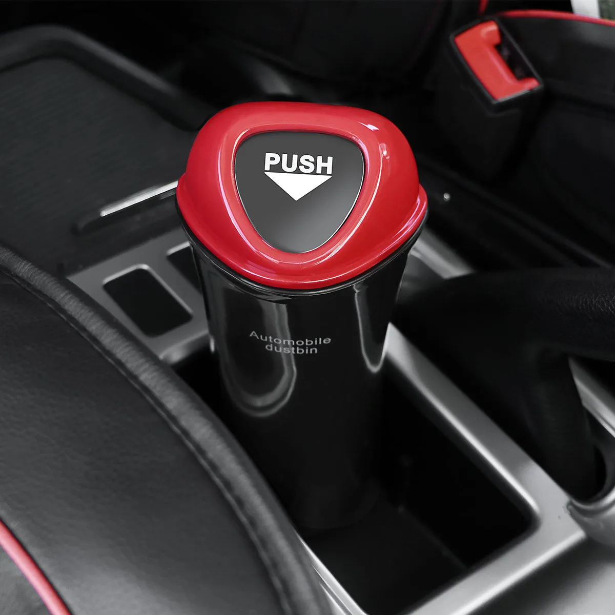 

Portable Car Trash Can Red Mini Dustbin Leakproof Storage Bin for Vehicle Organizer Auto Garbage Container Space Saving Clip