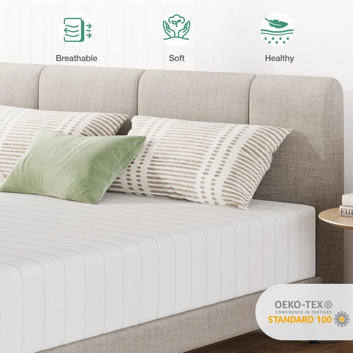 مرتبة كينج مقاس 12 بوصة مرتبة نوم مزدوجة الجانب مقاس كينج مع غطاء قماش قابل للتنفس للمرتبة القابلة للطي على الجانب الخلفي