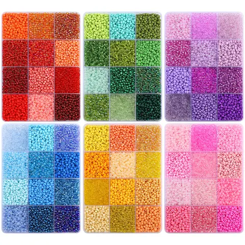 Environ 6000Pcs12 grille ensemble de perles de riz boîte 3mm coloré Unique perles en vrac à la main bricolage fabrication de bijoux boucles d'oreilles collier accessoires