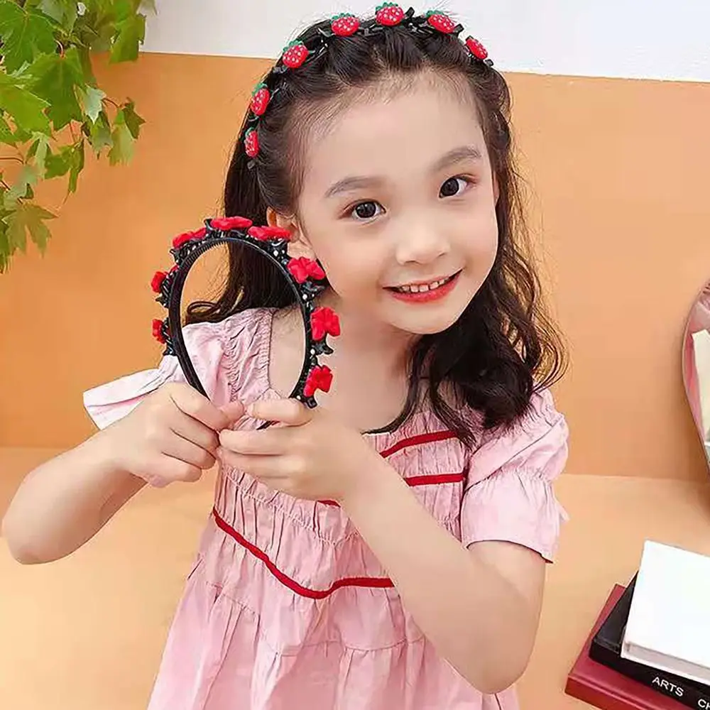 Convenient Hair Accessories Braided Headband Flowers Rabbit with Clip Twist Hair Clips Headwear Hair Hoop Women Girl