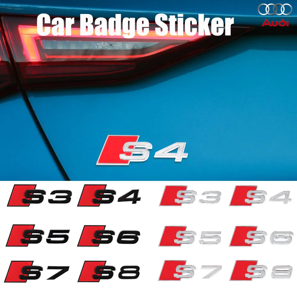 Emblema de letras de plástico ABS 3D, Negro/plateado, S3, S4, S5, S6, S7, S8, pegatina para Audi Serie S, guardabarros, maletero, logotipo trasero,