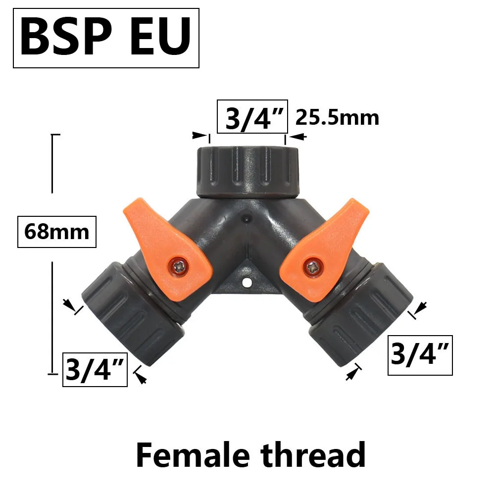 1/2 3/4 gwint ogród 2-Way złącze kranu wąż ogrodowy Splitter Y zawór łącznik 1/4 \