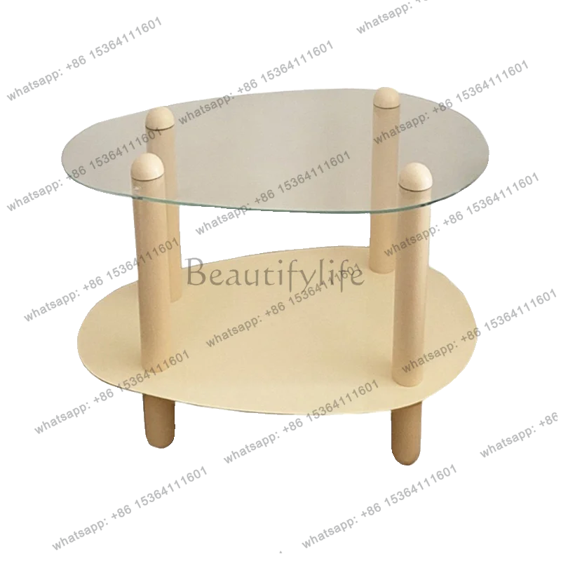 Cream-style solid wood coffee table, living room, sofa glass, small side table, coffee table