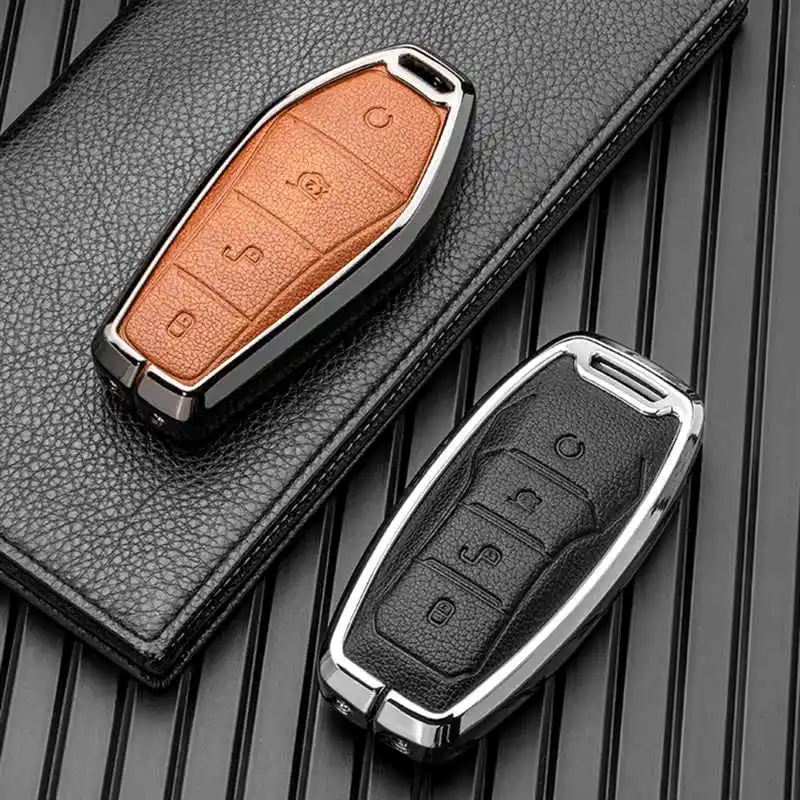 Custodia per chiavi per BYD Song Plus Atto 3 Han EV Tang DM Qin Seal Dolphin Leather Metal Remote Fob Holder portachiavi accessori per auto