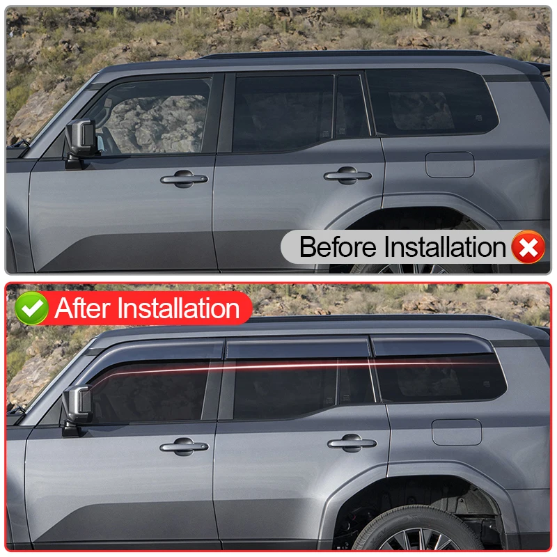 Side window deflector,rain guard visor For Toyota Land Cruiser 250 Prado Lc250 2024 1958 Upgrade Exterior Decoration Accessories