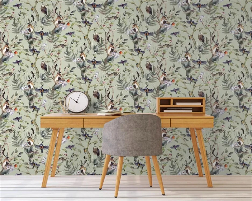 beibehang Customized Nordic watercolor elk children's room animal forest bedroom background wallpaper