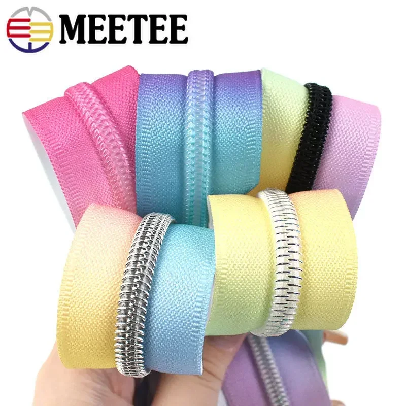 3/5/10Meters 5# Nylon Printed Rainbow Zippers Tape Decorative Zips Repair Kit Bag Clothes Jacket DIY Sewing Supplies Accessories