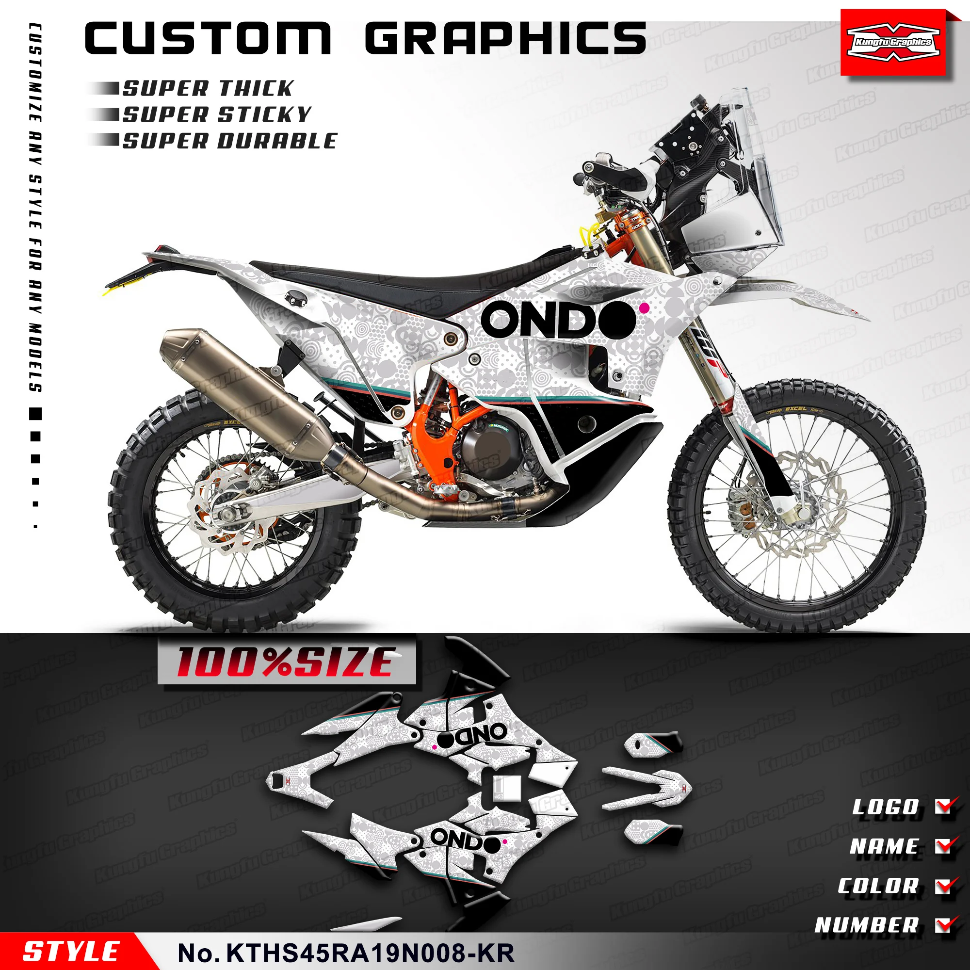 KUNGFU GRAPHICS Racing Sticker Wrapping for KTM Husqvarna Rally 450 2019 2020 2021 2022 2023 2024, KTHS45RA19N008-KR