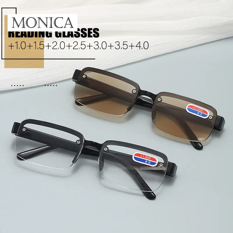 Eyeglasses Rimless Optical Frame Prescription Spectacle Frameless Glasses For Wide Face With Long Temple Reading Glasses Gafas