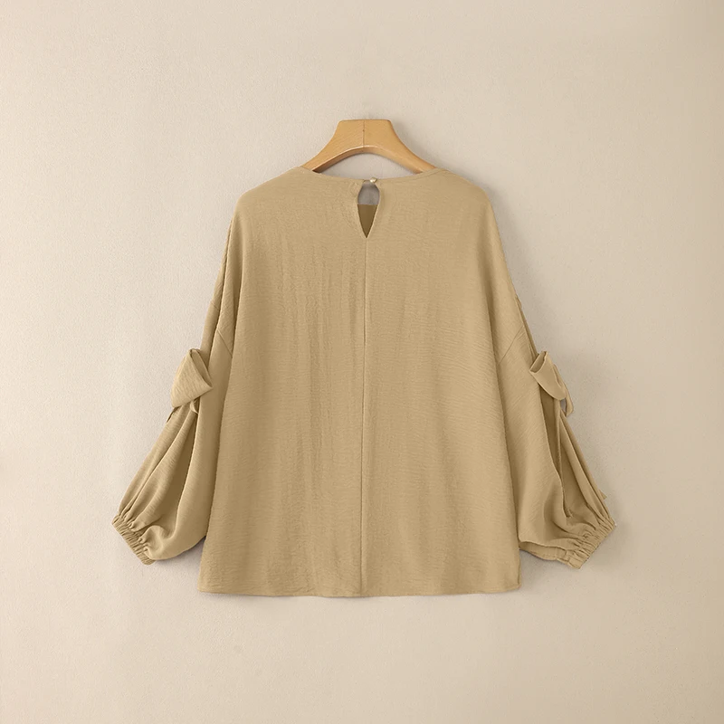 ZANZEA Women Long Sleeve Blouse Autumn Spring Bow Shirts Fashion Casual Solid Loose Tunic Tops Streetwear Blusas Femininas