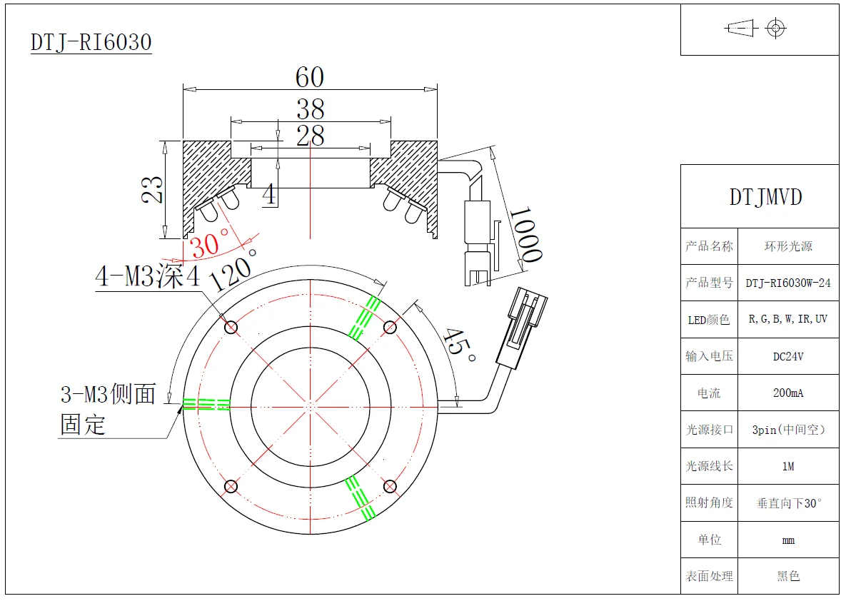 Caméra de source de lumière annulaire industrielle CCD, vision industrielle, détection automatique, microscope, lumières LED infrarouges, RI6030IR8
