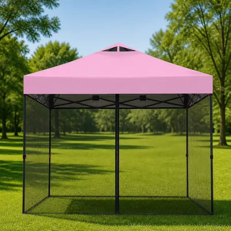 Steel Quick Setup Frame Waterproof Windproof Sidewalls Pegs Heavy All Seasons Four-season Double Layer Sunshade Canopy