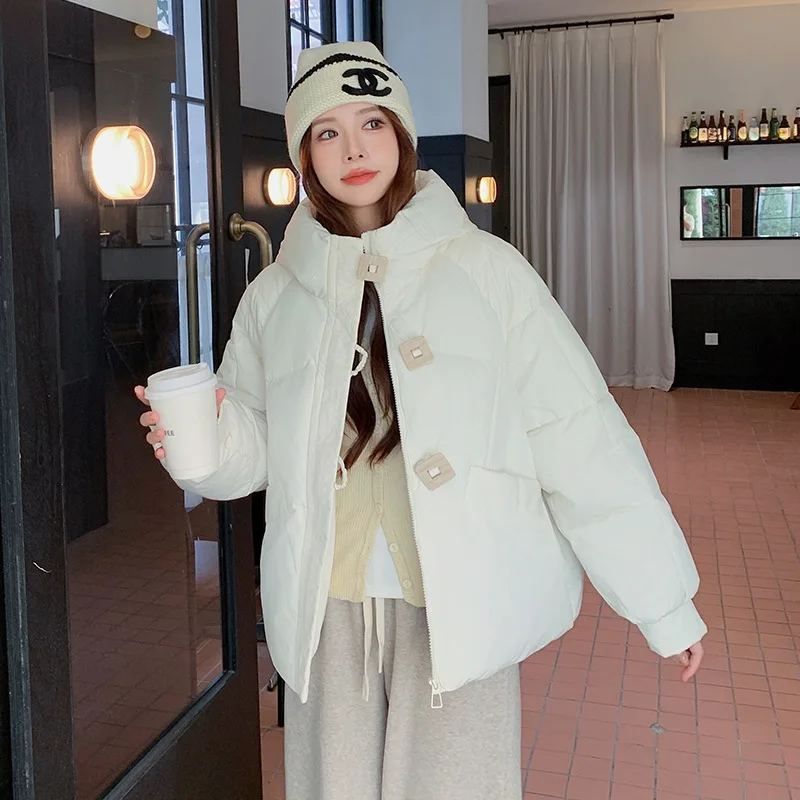 Winter Women Hooded Padded Jackets Solid Pockets Windproof Cotton Jacket Warm Loose Bread Clothes Korean Style Outer Garment
